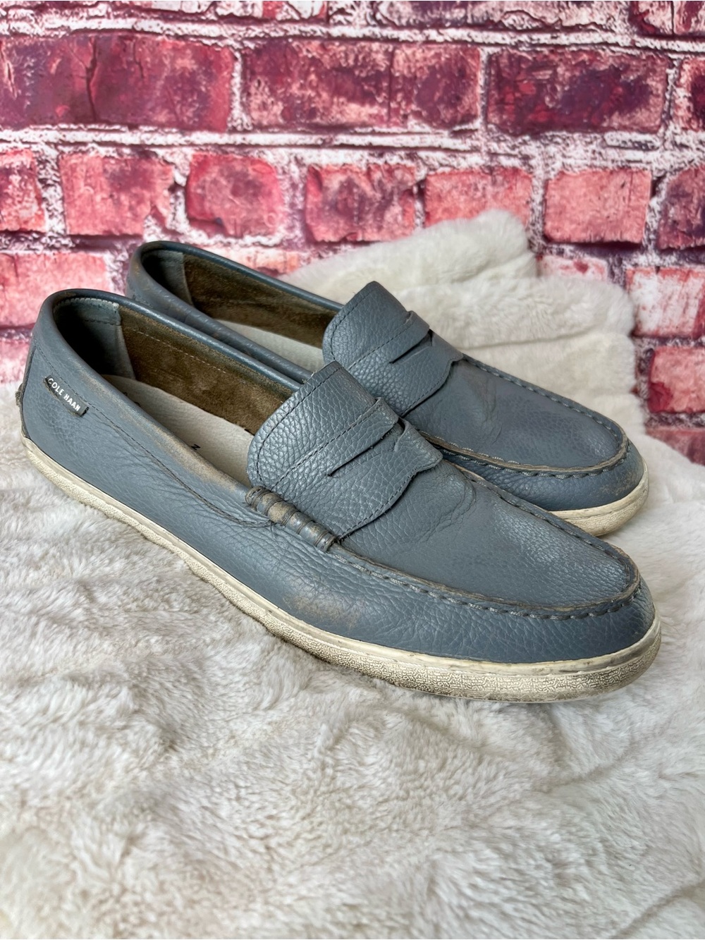 Cole Haan Men Pinch Weekender Leather Penny Loafers Gray Size 13 M